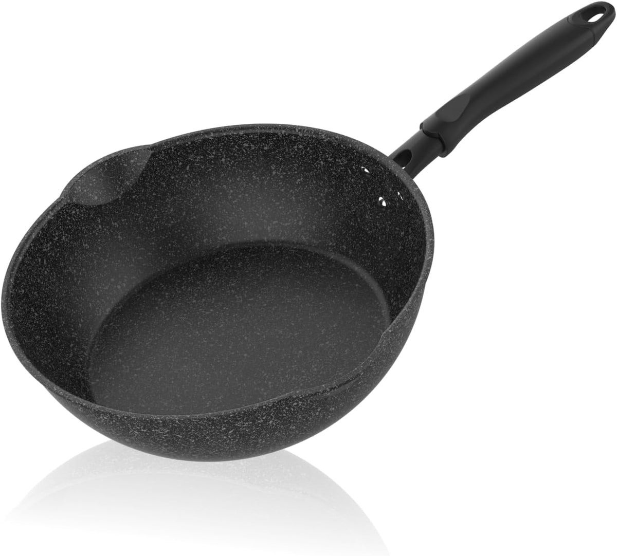 Sunhouse – 10 Inch / 26 cm Non-Stick Deep Frying Pan with Double Pour Spouts, 5-Layer Whitford Non-Stick Coating, PFOA-FREE, Stay-Cool Handle, Induction Compatible with All Cooktops