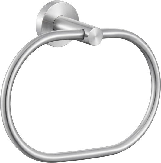 APLusee Oval Towel Ring Brushed Nickel, 304 Stainless Steel Towel Holder for Bathroom Kitchen, Wall Mounted