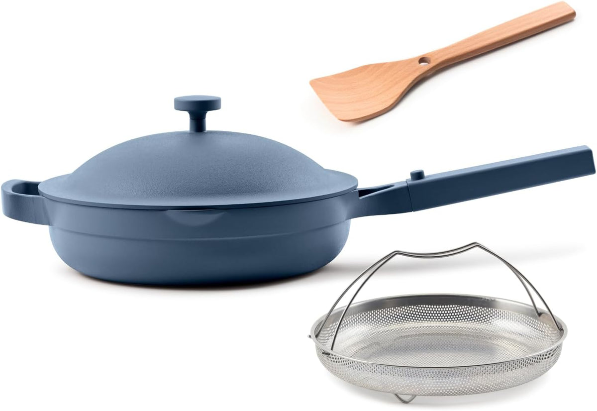 Our Place Always Pan 2.0-10.5” (2.6 Qt) Nonstick, Toxin-Free Ceramic Cookware | Patented 10-in-1 Aluminum Frying & Sauté Pan | Safe for Oven, Induction & All Cooktops up to 450°F | Blue Salt
