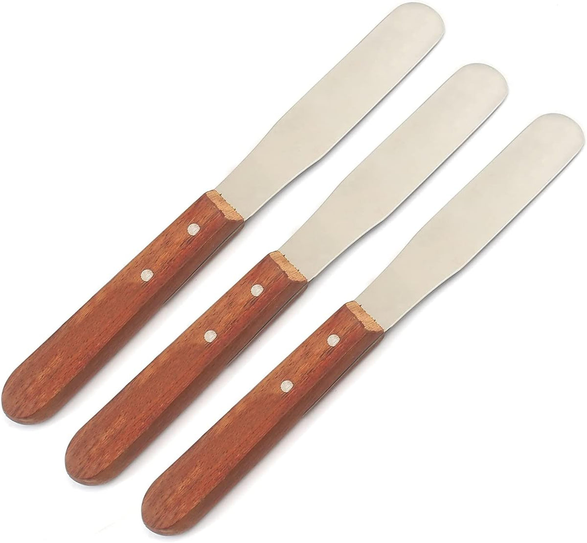 OdontoMed2011 Set of 8 Pcs Straight Icing Spatula Stainless Steel Baking Set Wooden Handle Cake Decorating Frosting Spatulas, 10R Spatula