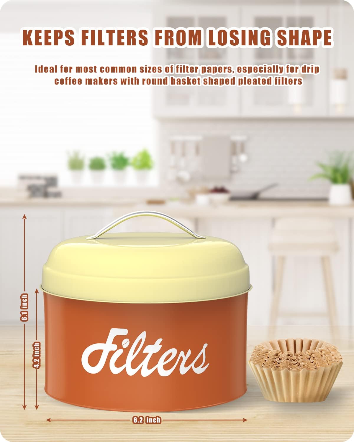 Coffee Filter Holder, Coffee Bar Accessories for Coffee Bar Station, Basket Round Coffee Filter Container Storage for Counter, Coffee bar Decor(Brown)
