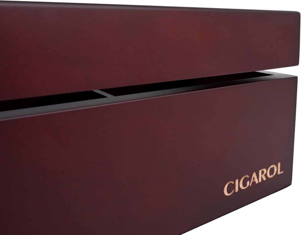 CIGAROL Luxury Wooden Tea Box Organizer – 6 Compartment Storage Chest with Scratch-Resistant Glass Lid – Ideal for Tea Bags, Coffee Pods, Spices, or Office Supplies
