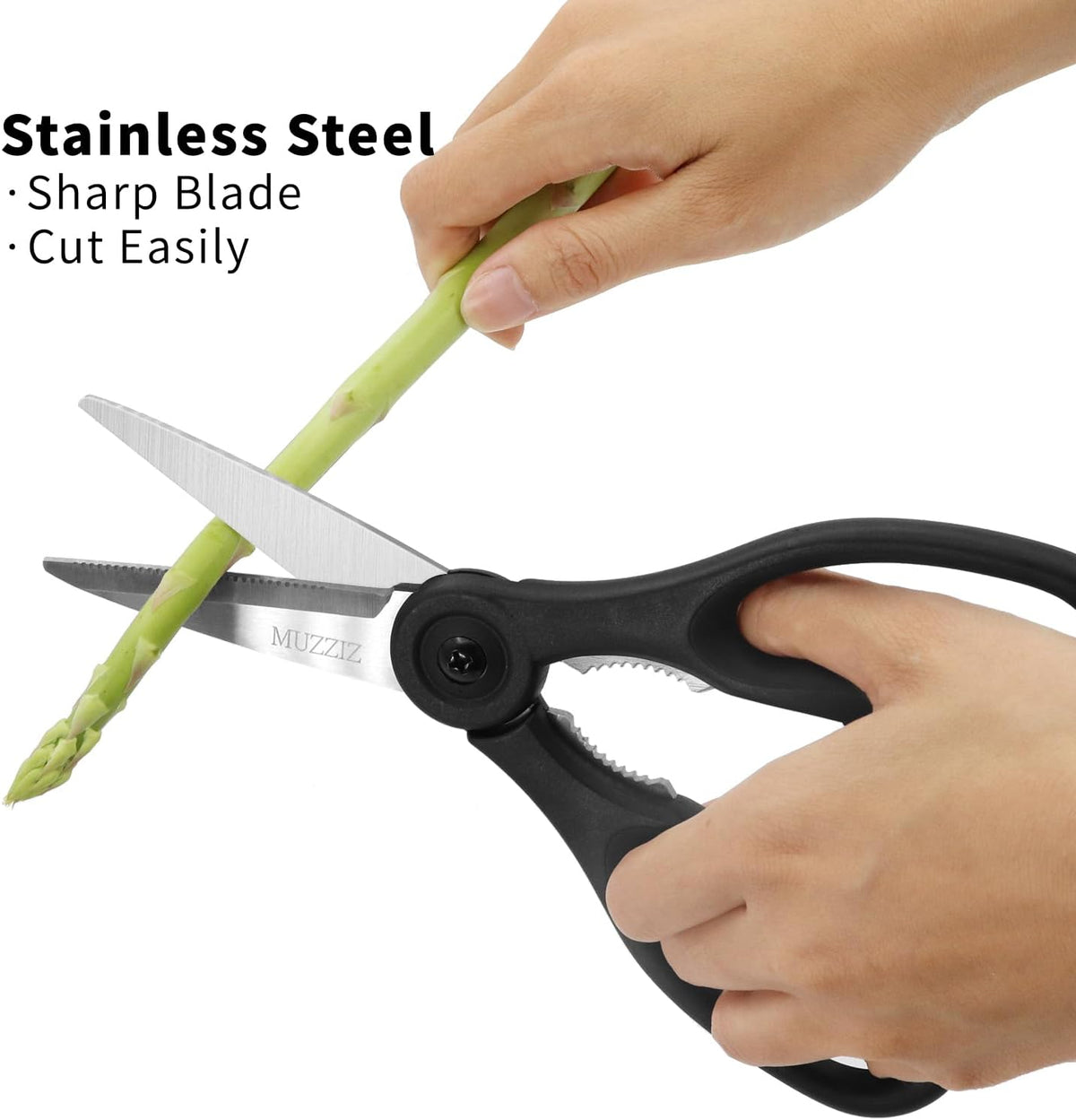 Kitchen Scissors All Purpose, Heavy Duty Stainless Steel Kitchen Shears for Food, Herbs, Meat, Fish with Soft Comfort Grip Handle - 8.7-Inch Black