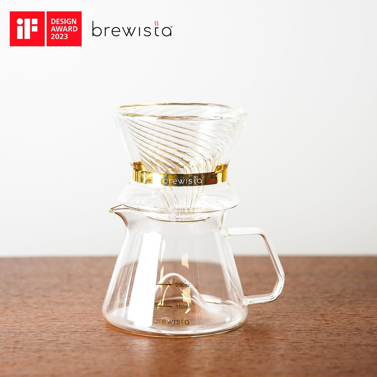 Brewista Tornado Duo Pour Over Coffee Dripper, Insulated Double Wall Glass, Easy-To-Clean Drip Coffee Maker for Home & Office(1-2 Cups)