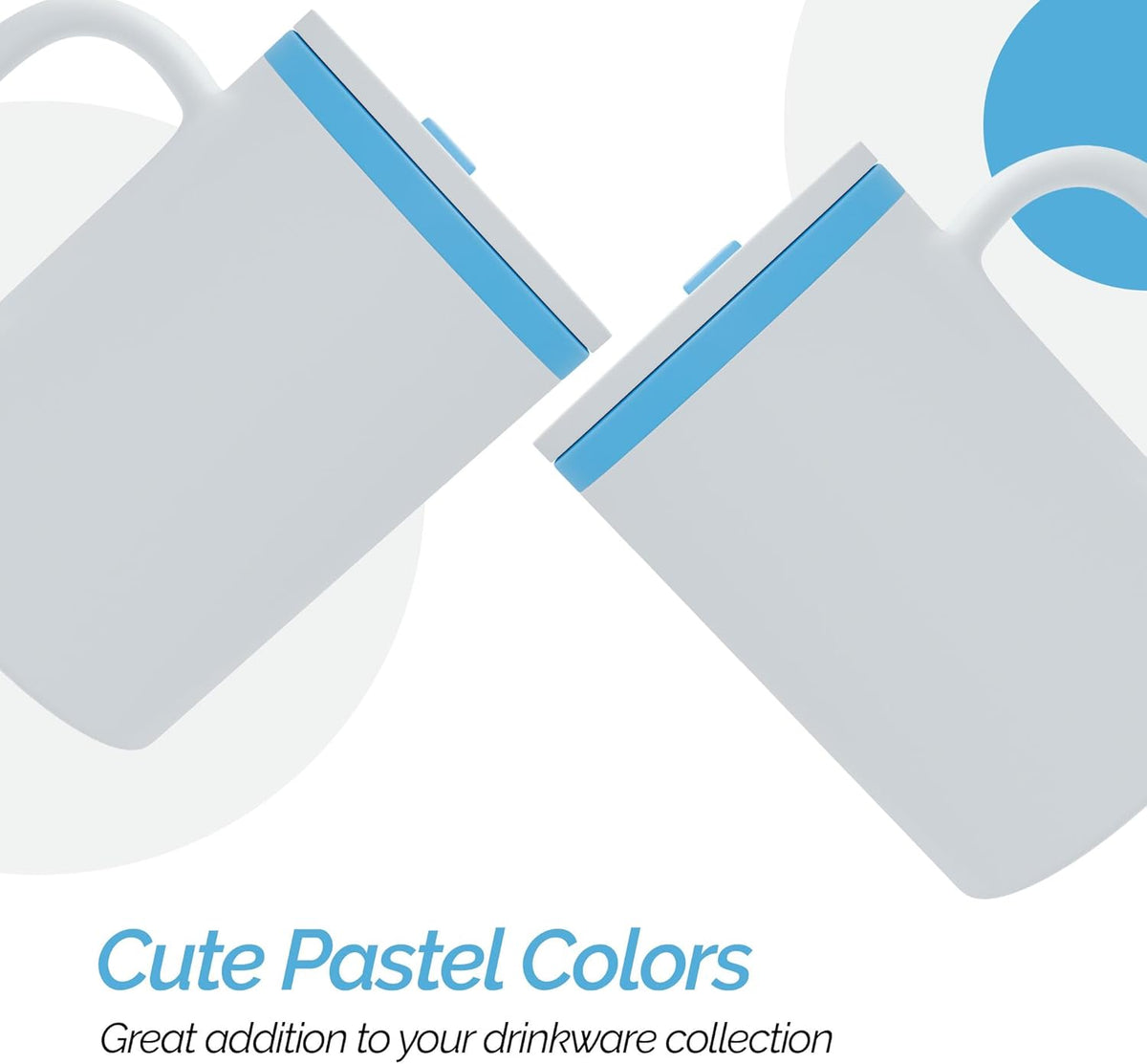 Copco Iconic 16oz Double Wall Insulated Desk Mug with Lid & Handle, Set of 2, BPA-Free Reusable Plastic, Spill-Proof, Microwave & Dishwasher Safe, Wide Mouth, Cup Holder Friendly (Teal)