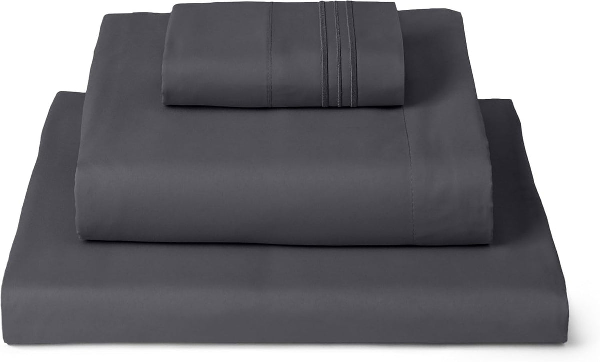 Mellanni Twin XL Sheets Set - 3 PC Iconic Collection Bedding - Hotel Luxury, Extra Soft, Cooling Bed Sheets - Wrinkle, Fade, Stain Resistant (Twin Extra Long, Charcoal)