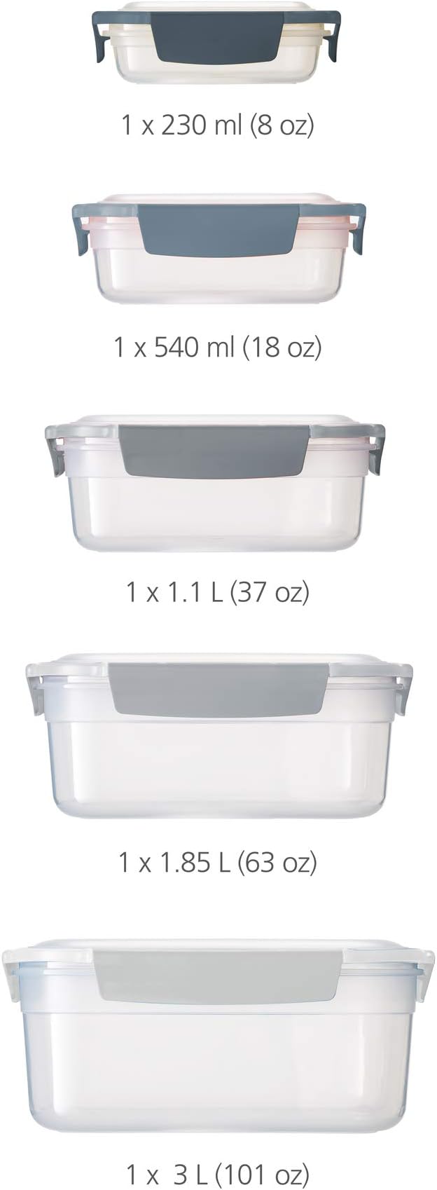 Joseph Joseph Nest Lock Plastic BPA Free Food Storage Container Set with Lockable Airtight Leakproof Lids, 10-Piece, Sky