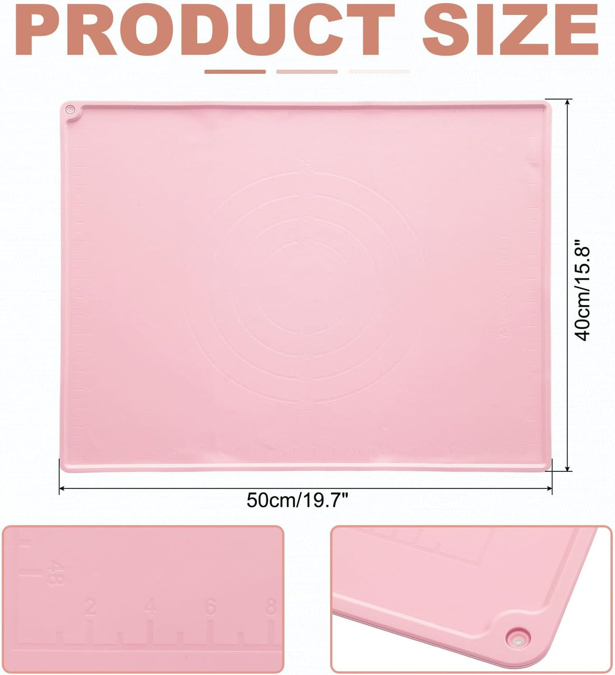 uxcell Silicone Pastry Mat, 19.7" x 15.8" Silicone Baking Mat with Measurements, Non-Stick Dough Rolling Mat for Making Pastry Cookies Bread Pizza Pink