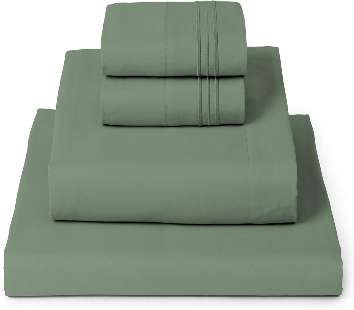 Mellanni California King Sheets Set - 4 PC Iconic Collection Bedding - Hotel Luxury, Extra Soft, Cooling Bed Sheets - Wrinkle, Fade, Stain Resistant (Cal King, Sage)