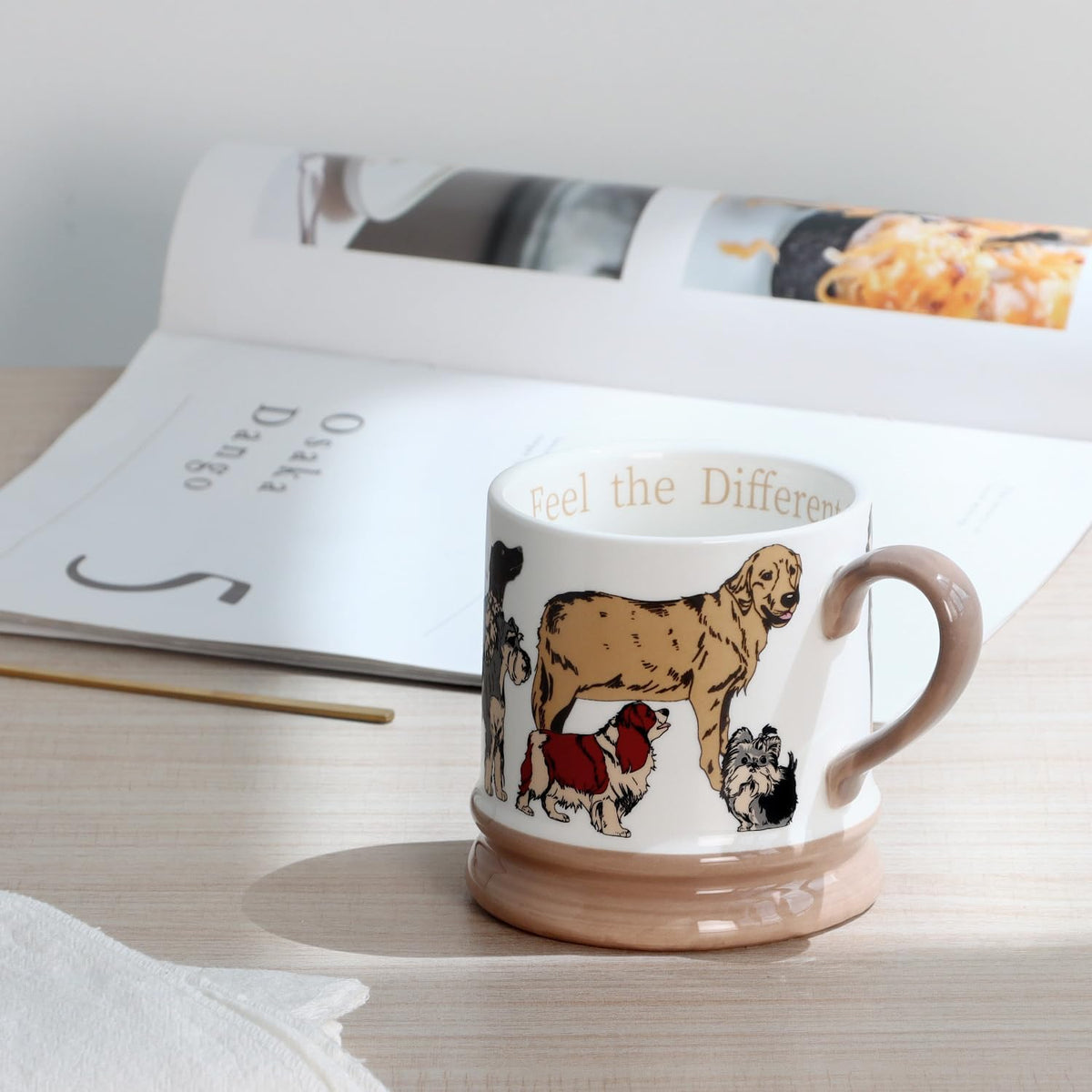 Ceramic Coffee Cappuccino Mug, 13 oz Vintage Animal Mugs Dog Cups Classical Porcelain Tea Cup, Perfect for Tea, Cocoa, Latte - Gifts for Men Woman Dad Mom