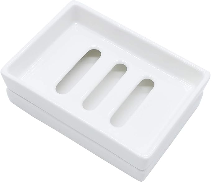 Ceramic Soap Dish Bar Soap Holder Double Layer Soap Tray Draining by Lofekea