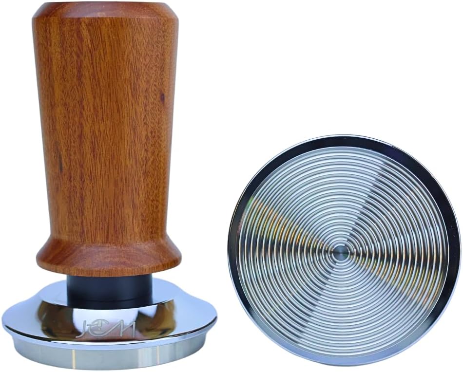 54mm Bottomless Portafilter 3 Ears Red Rosewood Handle Set – Fits 54mm Breville machines – Includes 18g Filter Basket, Updated Tamper with Constant 30lb Calibrated Spring Loaded & 1.7mm Puck Screen