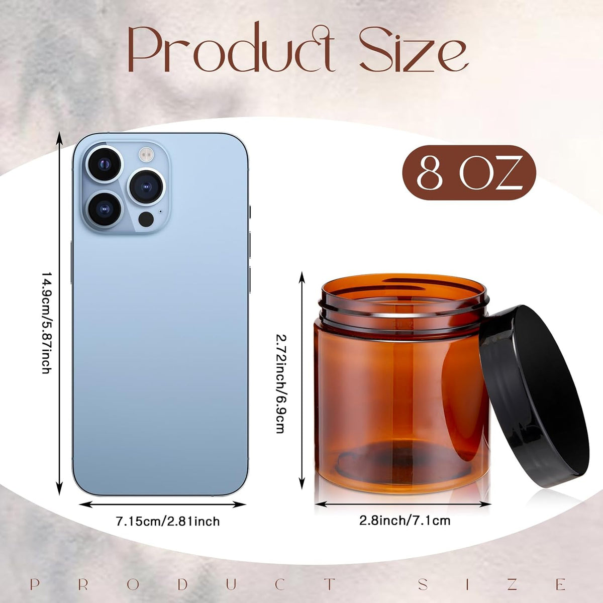 Patelai 4 Pieces Round Wide-mouth Leak Proof Plastic Container Jars with Lids for Travel Storage Makeup Beauty Products Face Creams Oils Salves Ointments DIY Making(8 Ounce,Amber)