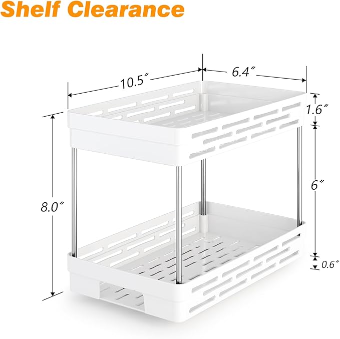 Pull Out Spice Rack Organizer for Cabinet, 3 Packs Slide Out Spice Racks Organizer, Spice Cabinet Organizers, Cabinet Size Need:12'' Highx11'' Deepx5'' Wide,Each Tier Hold 10 Spice Jar - 2 Tier, White