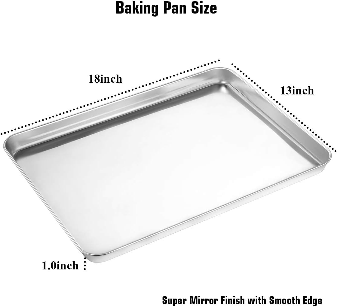 Wildone Baking Sheet & Rack Set [2 Sheets + 2 Racks], Stainless Steel Cookie Pan with Cooling Rack, Size 17.3 x 12.2 x 1 Inch, Non Toxic & Heavy Duty & Easy Clean