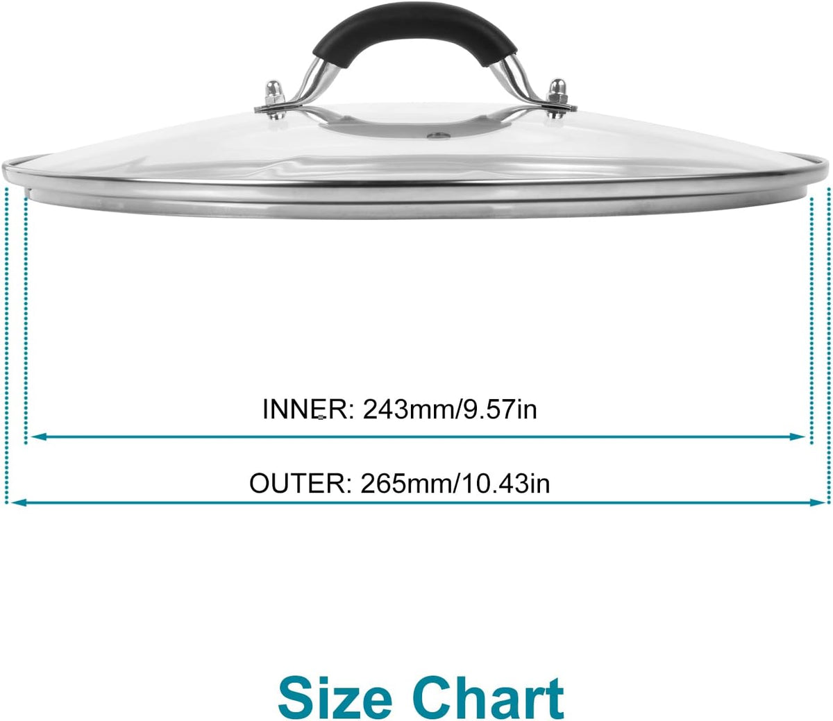 10.25 Inch Tempered Glass Lid for Lodge Skillets, Dutch Ovens & Pans - Universal Fit for 10-10.25 Inch Cookware - Oven & Dishwasher Safe up to 400°F - with Steam Vent & Ergonomic Handle