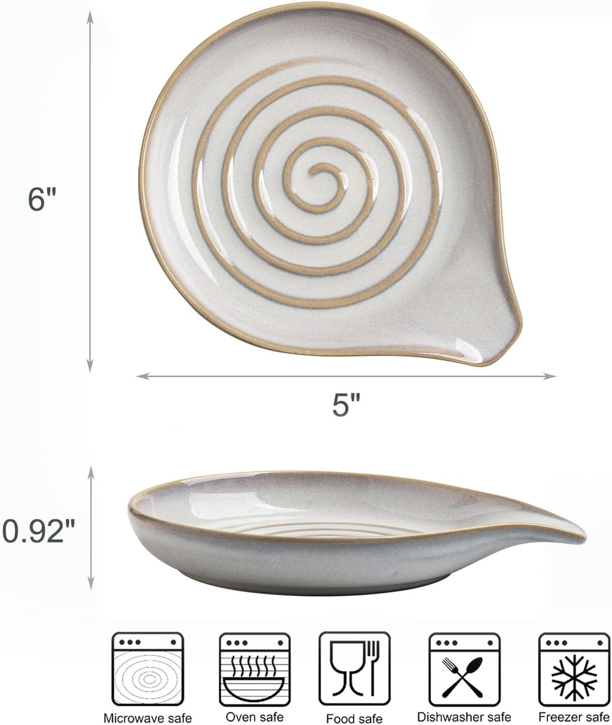 Ceramic Spoon Rest for Stove Top, Large Spoon Holder for Kitchen Counter, Heat-Resistant & Easy to Clean, Non-Stick Spatula Holder for Cooking, Coffee Spoon, Kitchen Decor, White