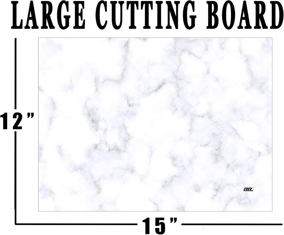 Rogue River Tactical Gray White Marble Art Kitchen Glass Cutting Board Modern Decorative Gift Abstract Wavy Contrast Design