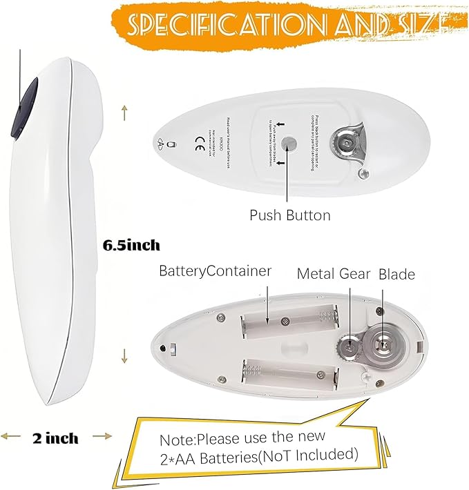 Cooks Professional Electric Can Opener, Hands-Free Automatic Can Opener for Seniors & Arthritic Patients, One-Touch Operation, Easy-Open Kitchen Gadget with Smooth Cutting (Blue)