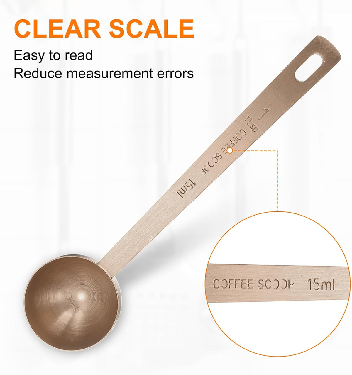 HARFINGTON 2pcs Coffee Scoop Spoon 1tbsp (3tsp, 15ml) 304 Stainless Steel Long Handle Teaspoon/Tablespoon Measuring Spoons Scoops for Tea Sugar Kitchen, Rose Gold