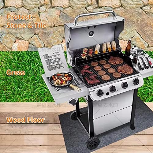 Under Grill Mat,Premium 36"x48"Absorbent Oil Protective mats for Deck &Patio,Grill Mat for Deck,Under Grill Floor Pad to Protect Deck,BBQ Mat for Under BBQ,Waterproof,Reusable