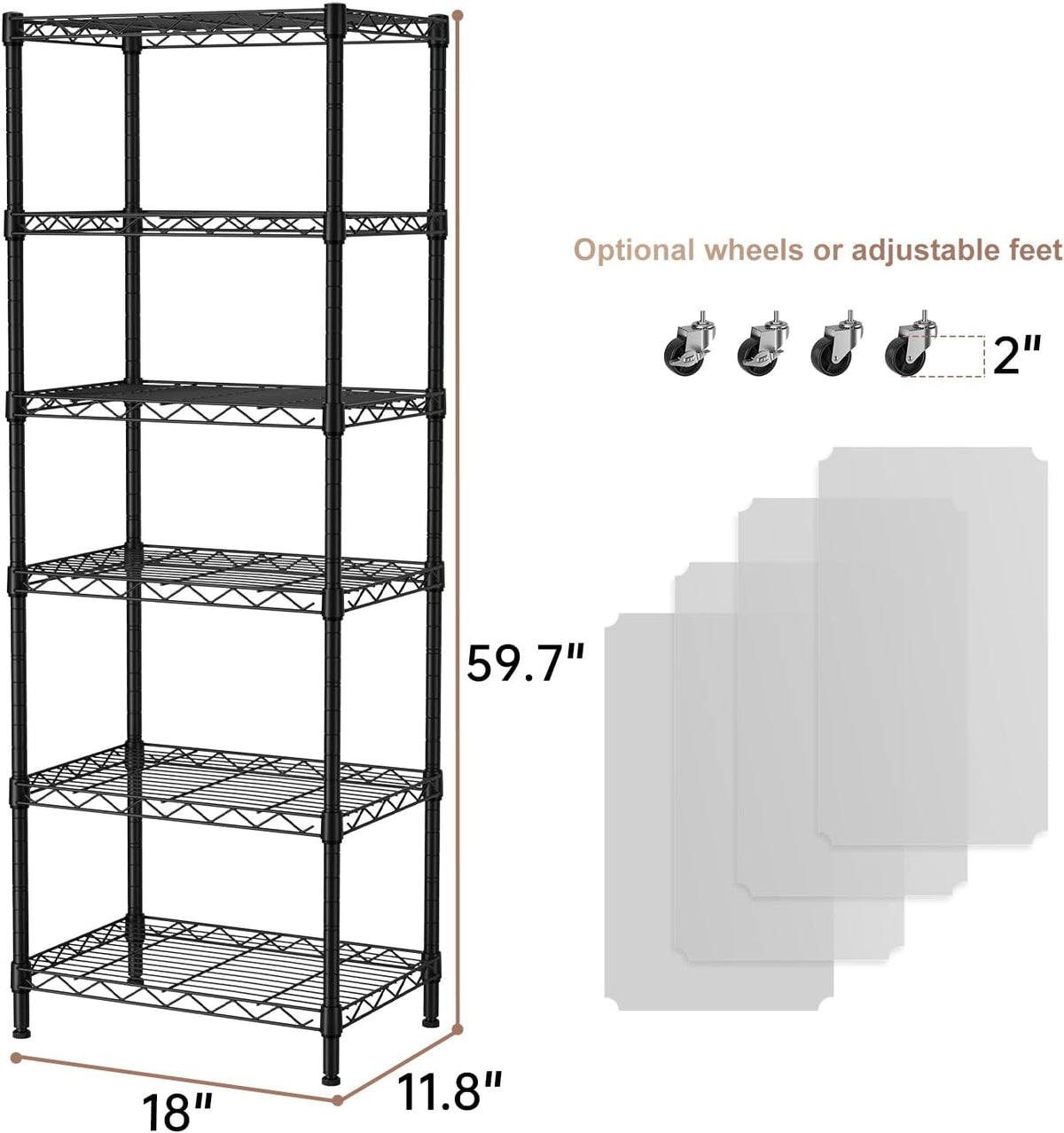 SINGAYE 6 Small Wire Shelves Kitchen Pantry Close Home Organizers and Storage Bathroom Shelf Laundry Room Organization Adjustable Book Metal Garage Shelving Unit