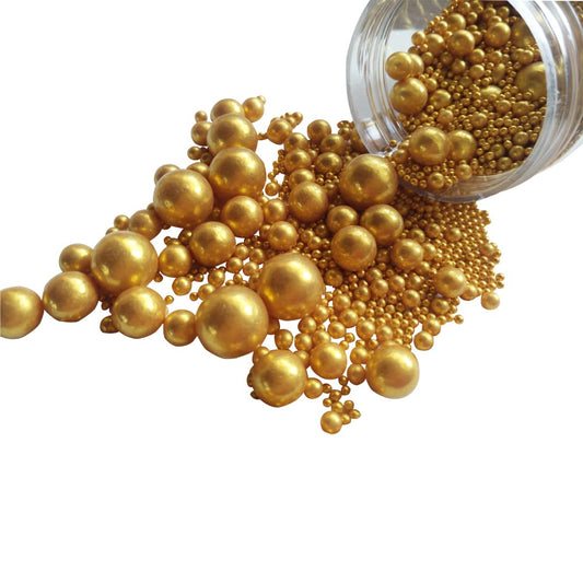 Edible Gold Sugar Pearls Candy Sprinkles 120G/ 4.23Ounce Baking Cake Sprinkles Cupcake and Cake Topper Cookie Decorations Wedding Party Valentines Halloween Christmas Supplies
