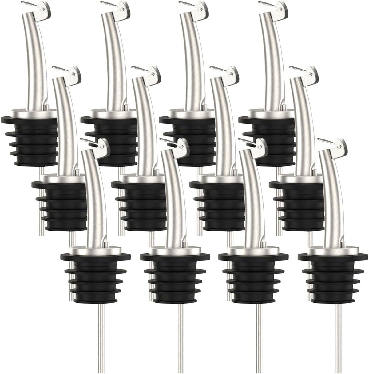 Axe Sickle 12 Pcs Oil Spout Liquor Bottle Pourer Spouts Stainless Steel Speed Pour Spouts Olive Oil Dispenser Spout with Flip Top for About 3/4"" Bottle Mouth
