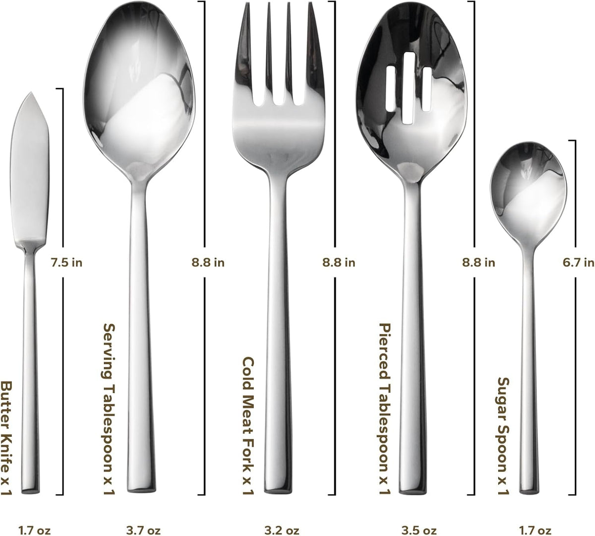 Alata Potter 45-Piece Forged Stainless Steel Flatware Set Cutlery Set,Service for 8,Silver Finish,Dishwasher Safe