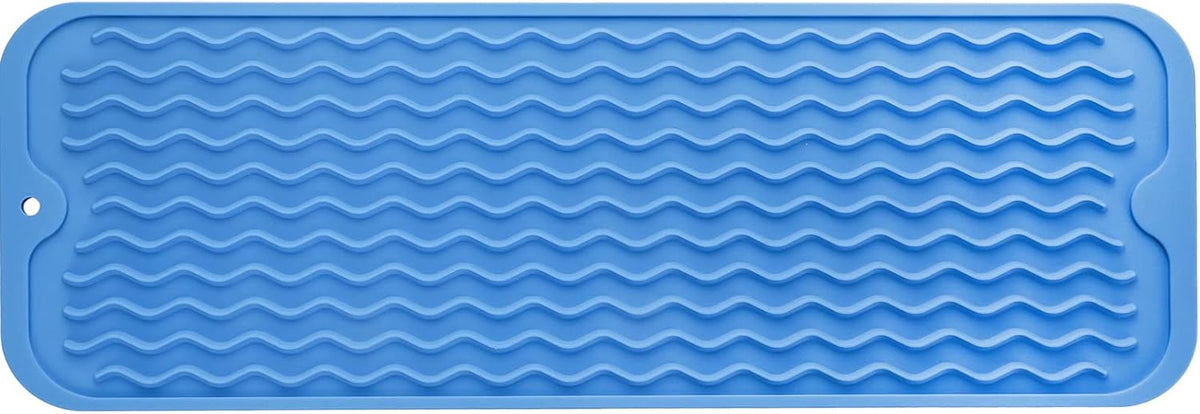 Silicone Dish Drying Mat for Multiple Usage,Easy clean,Eco-friendly,Heat-resistant Silicone Mat for Kitchen Counter,Sink,Bar,Bottle,or Cup Lichen Blue M 17 inches x 6 inches