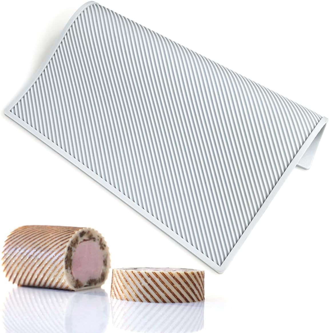 TUKE 3D Cake Lace Mold Stripe Lace Mat Embosser Texture Silicone Mould Fondant Chocolate Stencil Border Bakeware Cake Decorating (A_ Stripe)