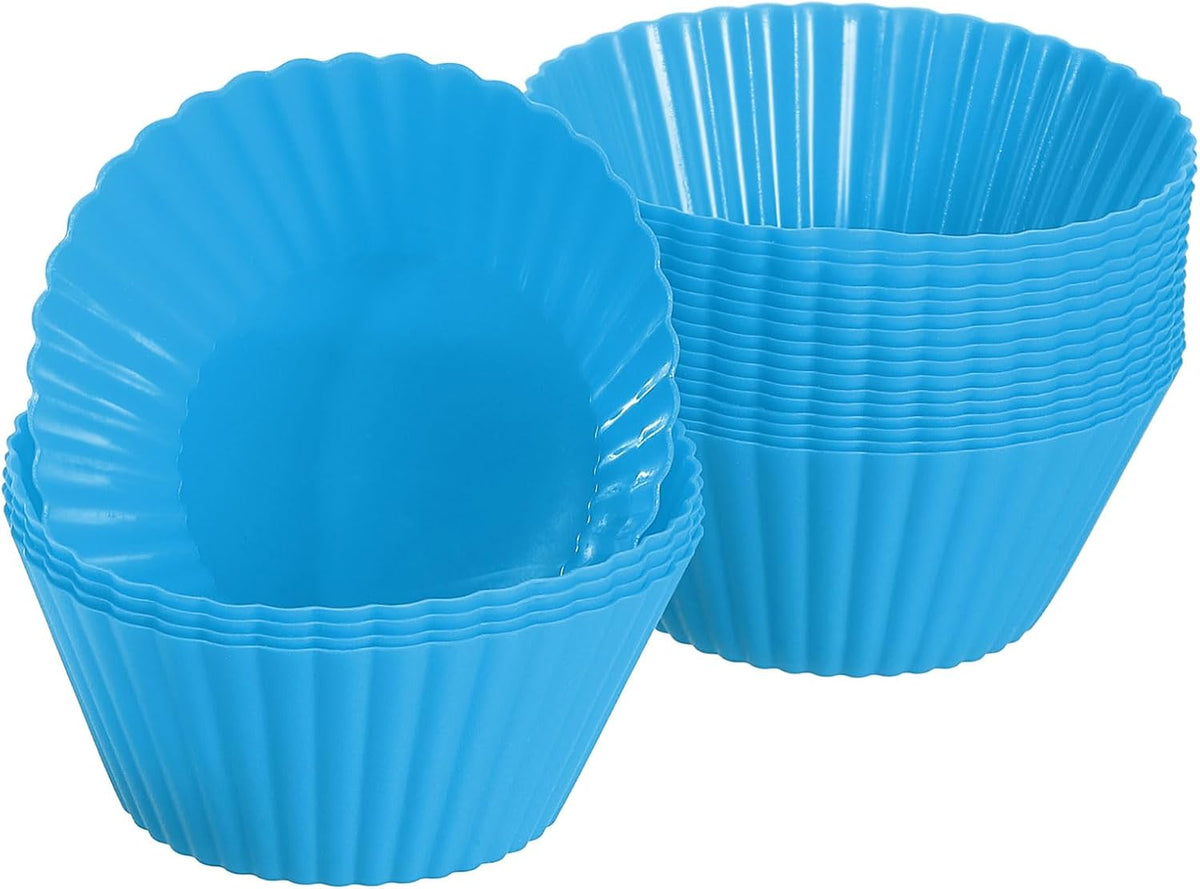 uxcell 18Pcs Silicone Cupcake Liners, Non-Stick Baking Cups, for Cooking Eggs, Baking Muffins and Make a Cake(Blue)