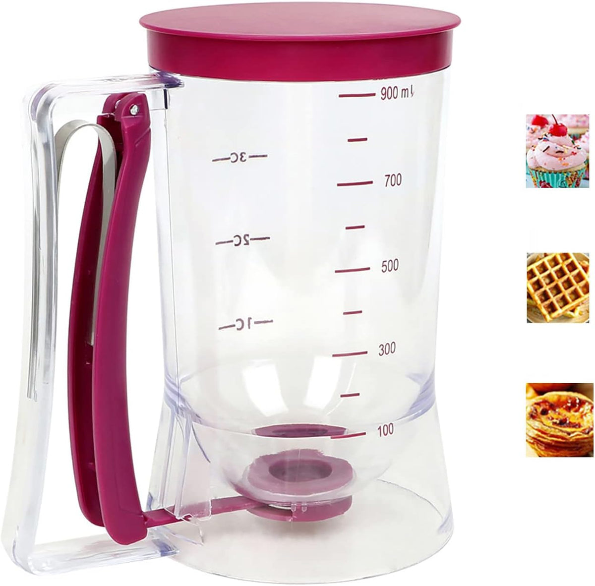 Batter Dispenser with Squeeze Handle For Cupcake, Waffle, Pastry, Pancake, Cookie, Cake, Batter Cream Separator Cup Measuring Baking Tool