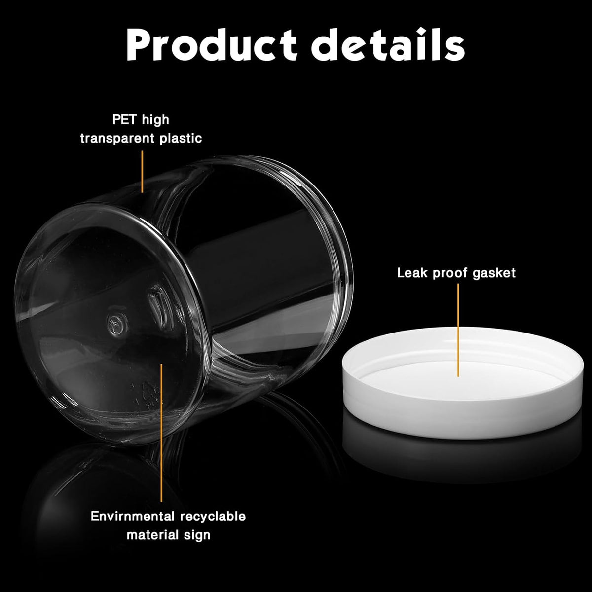 Patelai 4 Pieces Round Wide-mouth Leak Proof Plastic Container Jars with Lids for Travel Storage Makeup Beauty Products Face Creams Oils Salves Ointments DIY Making(16 Ounce,White)