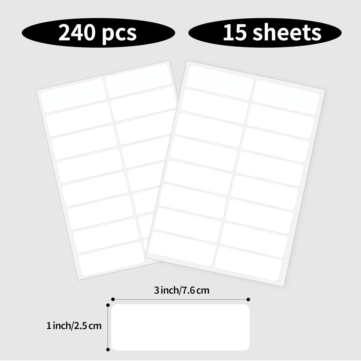 Blank Removable Labels, 1x3 Inch White Freezer Labels for Food Containers, Freezer Label to Write on/Waterproof/Easy Peel Off (240Pcs)
