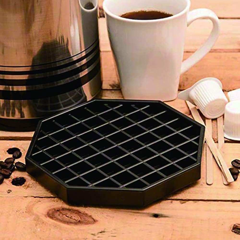 Drip Trays 6" Coffee Countertop Octagon Drip Tray Black Plastic Coffee Drip Tray With Honeycomb Grid, Pack of 2 (2 Pcs 6")