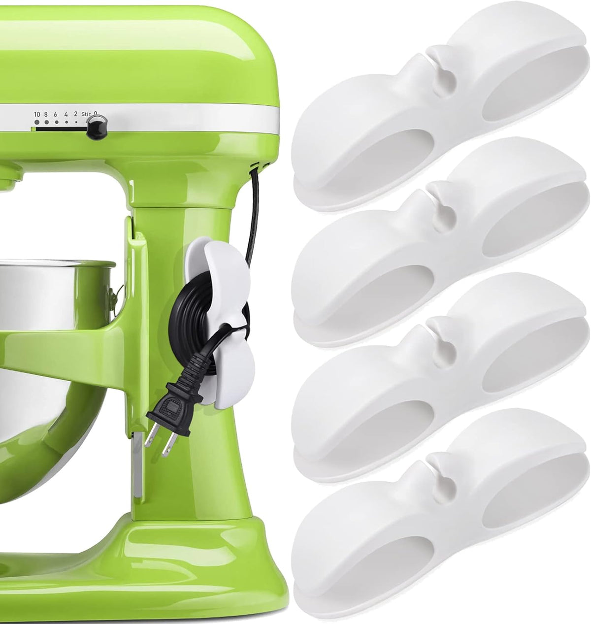 Cord Organizer for Appliances, 4PCS Kitchen Appliance Cord Winder Cord Organizers, Cord Holder Cord Wrapper for Appliances Stick on Pressure Cooker, Mixer, Blender, Coffee Maker, Air Fryer