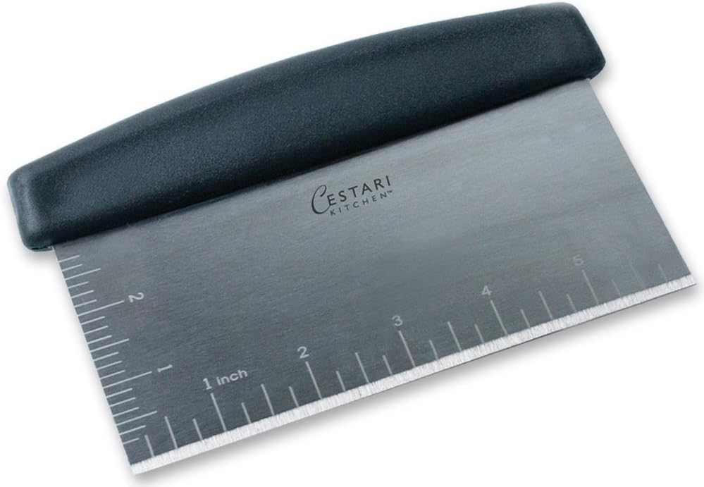 Dough Scraper Bench Knife: Professional Quality Heavy Duty Stainless Steel Bench Scraper, Chopper, Cutter - Perfect for Pastry, Nuts, Herbs, Chocolate, Pizza Dough, Soap, Bread Baking