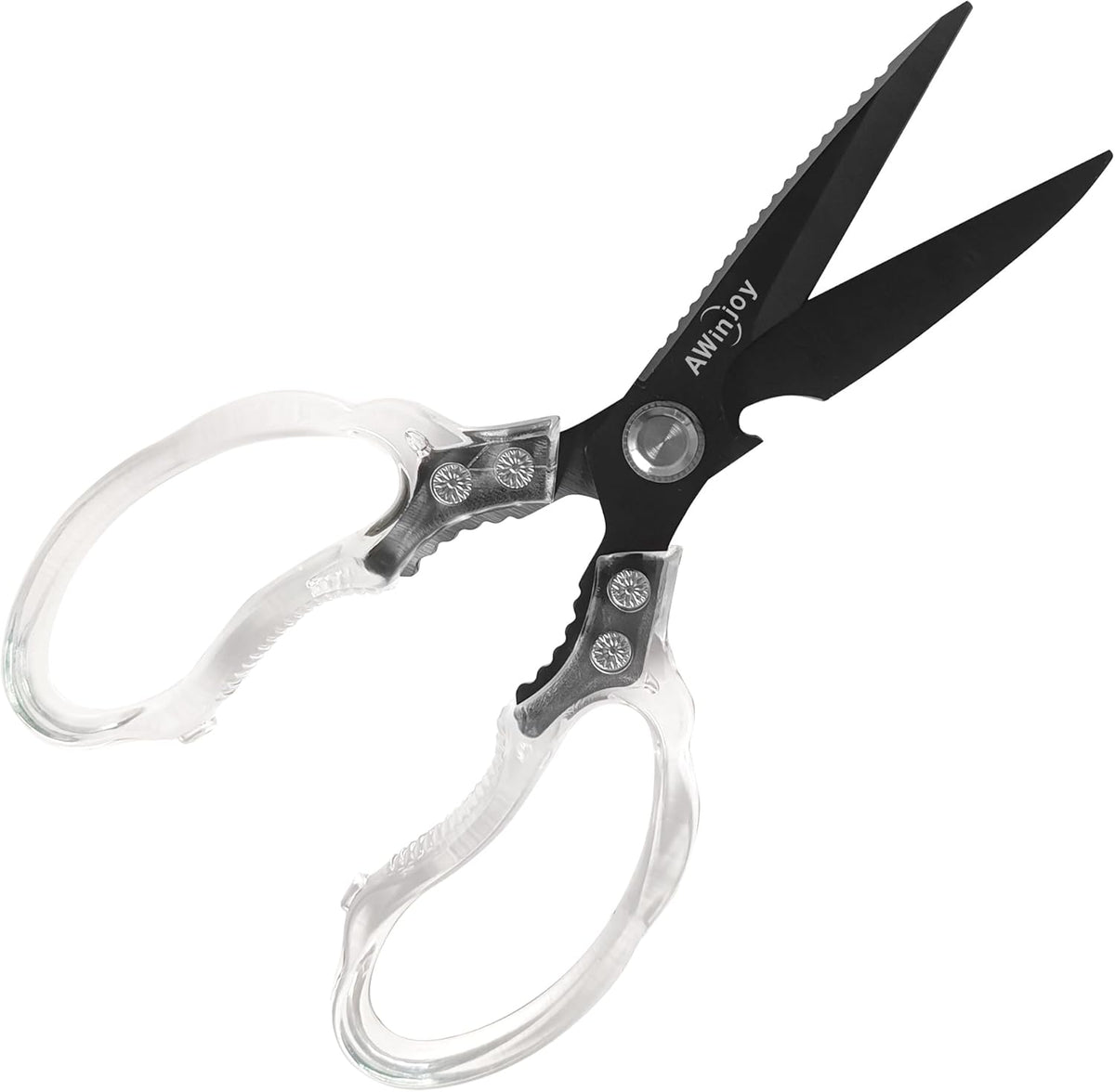 Kitchen Scissors, Heavy Duty Sharp Kitchen Shears, Stainless Steel & Aluminum, Transparent, Serrated Edge, Day Style, 1 Count