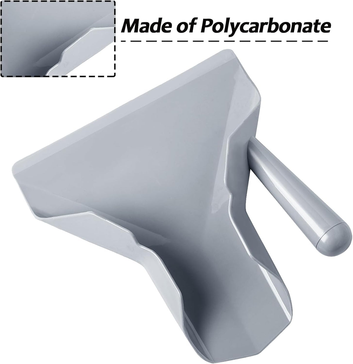Polycarbonate French Fry Popcorn Scoop, Quick Fill Tool for Food Bags & Boxes, Multipurpose Utility Scooper for Bagger French Fries, Snacks, Desserts, Ice, Dry Goods(Right Handle)