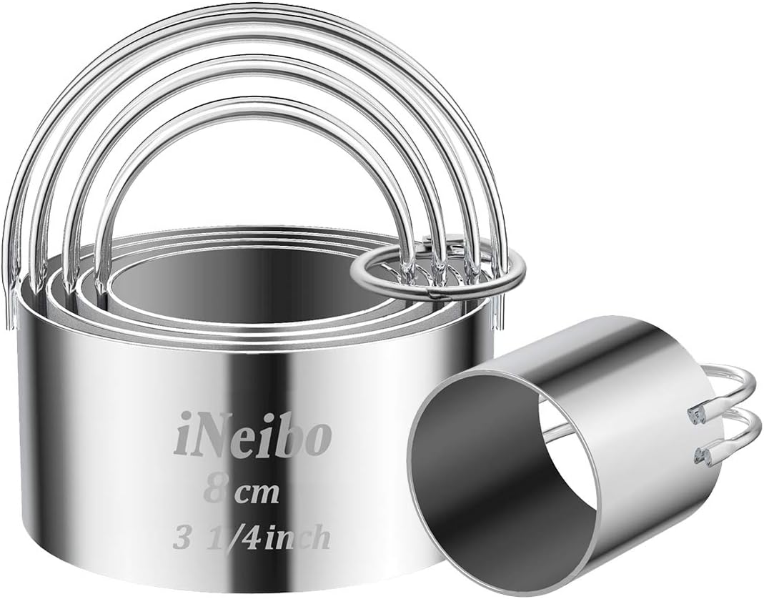 iNeibo Professional Baking Tools Biscuit Cutter Set Dough Blender/Cutter Round Cookies Cutter with Handle + Pastry Scraper+Egg Separator Heavy Duty Baking Dough Tools Pastry Utensils (Baking Tools)