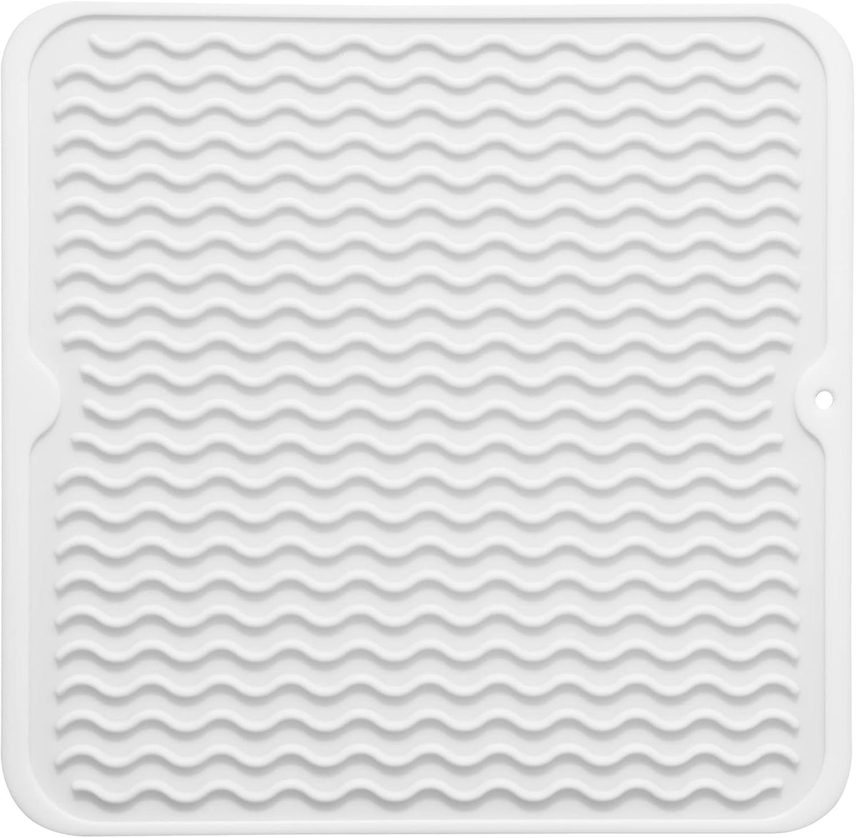 Silicone Dish Drying Mat for Multiple Usage,Easy clean,Eco-friendly,Heat-resistant Silicone Mat for Kitchen Counter or Sink,Refrigerator or Drawer liner White M 12 inches x 12 inches