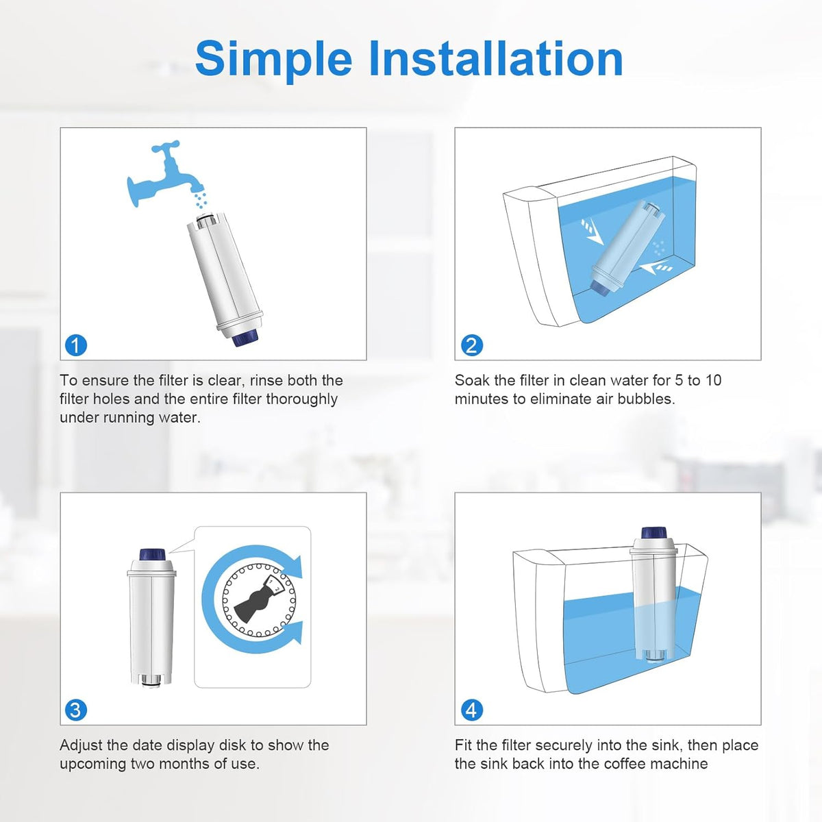 Water Filter Cartridge Replacement for Espresso Coffee Machines - Compatible with ECAM, ETAM, ESAM, Dinamica, Eletta Series - Improves Taste & Protects Your Machine, 6-Pack for Home Use