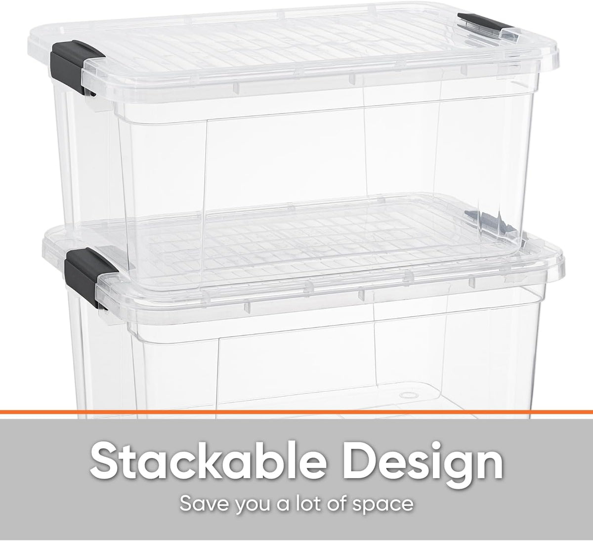 Superio Clear Storage Boxes with Lids, 20 Quart Plastic Container Bins for Organizing, Stackable Crates, BPA Free, Non Toxic, Odor Free, Organizers for Home, Office and Dorm, 4 Pack