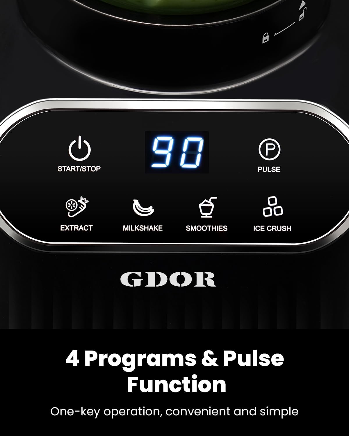 GDOR Professional Blender for Smoothies, 5 Functions, 1200 Peak Watts Smoothie Blender, 52 Oz Glass Jar & 24 Oz To-Go Cup Combo, Blenders for Smoothies, Ice and Frozen Fruit, Self-Cleaning