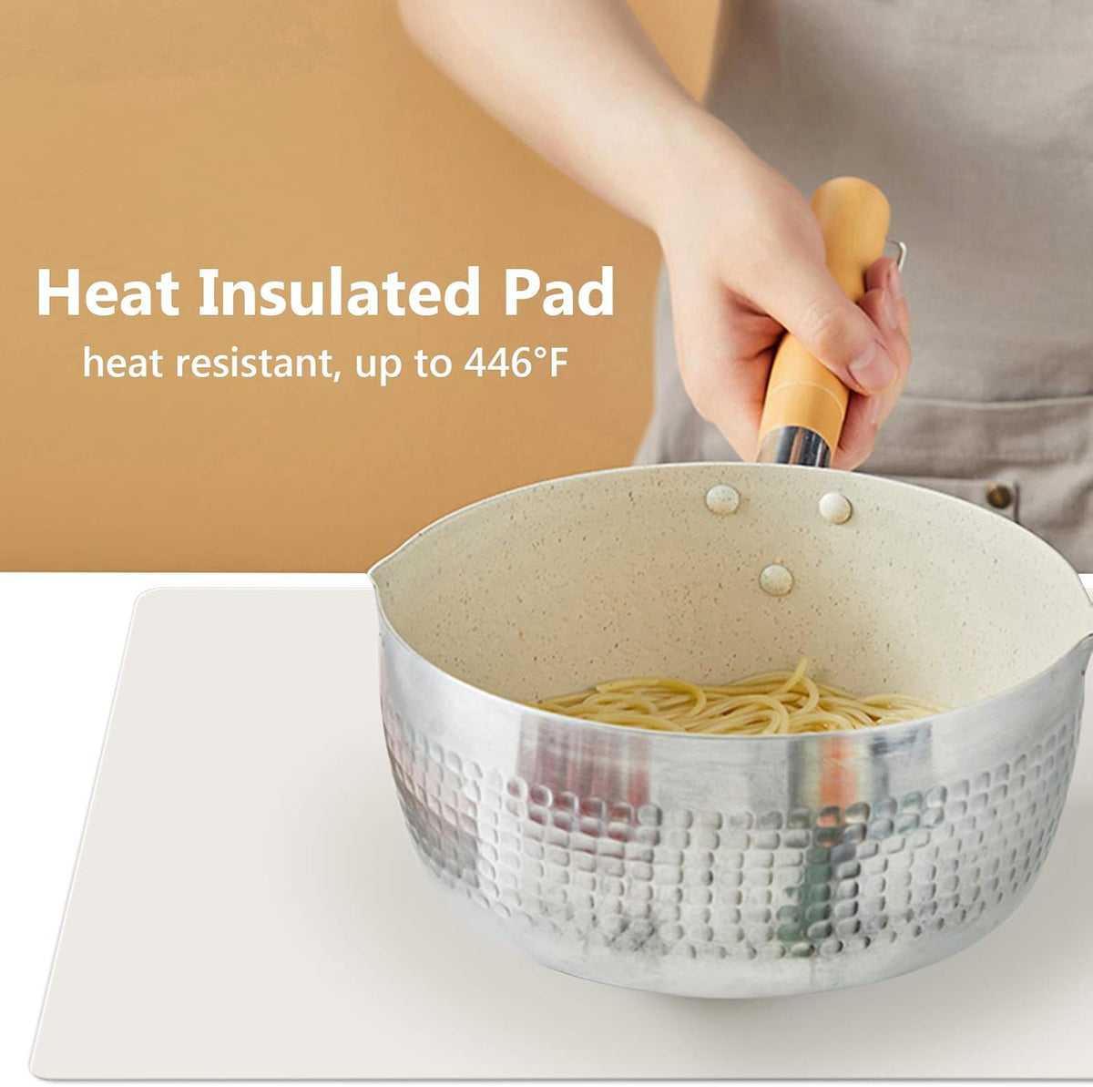 Gartful 25"x 17"x 0.03" Silicone Mats for Kitchen Counter, Large Silicone Countertop Protector, Nonskid Heat Resistant Desk Saver Pad, Multipurpose Mat, Placemat, Beige