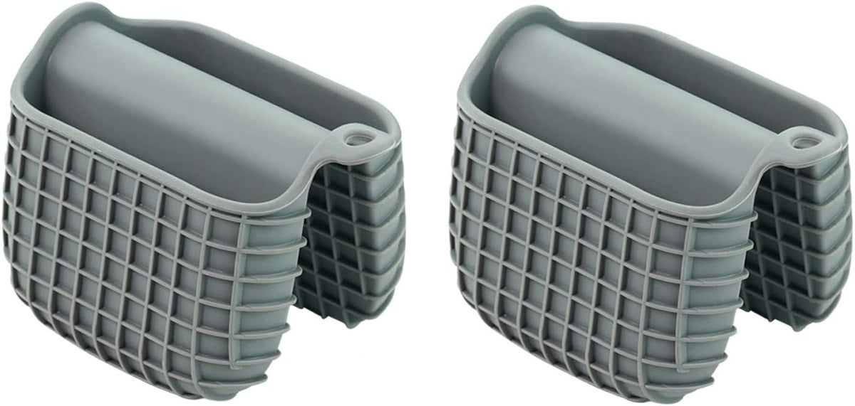 Mini Silicone Oven Mitts Set, Oven Mitts Heat Insulation, Oven Gloves for Kitchen Cooking and Baking, Protecting Fingers Mini Oven Hand Clips are Sold in Pairs(Square-Gray)