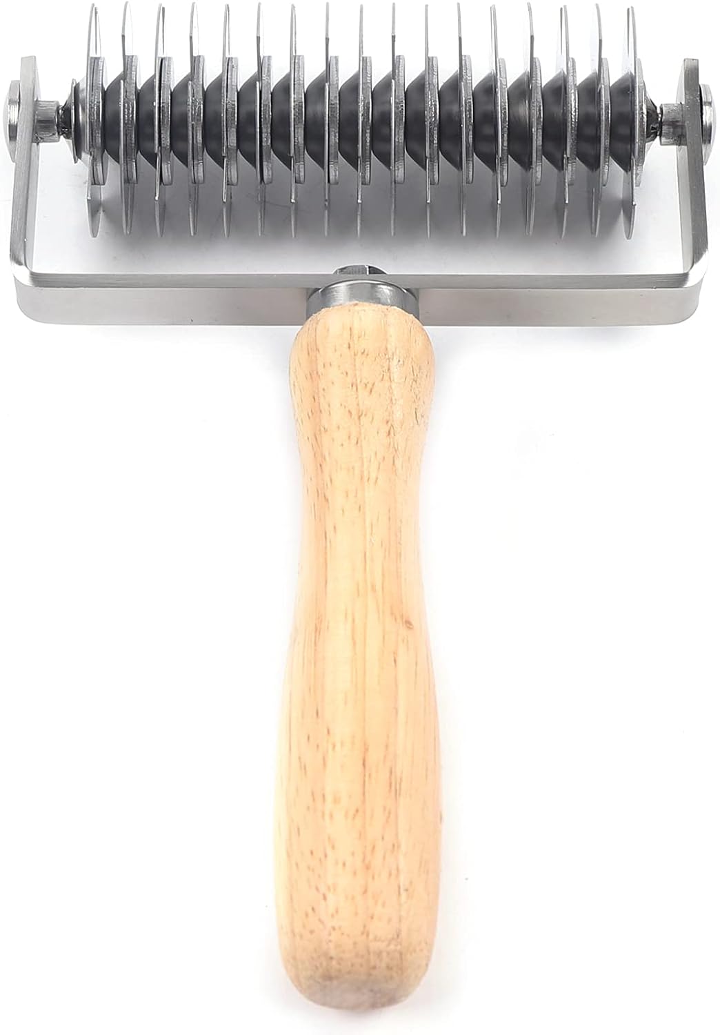 Lattice Roller Cutter Stainless Steel Lattice Pastry Cutter with Wood Handle, Dough Lattice Roller, Tool Kitchen Roller Cutter for Making Biscuits, Bread, Pizza, Cookie, and Pastry