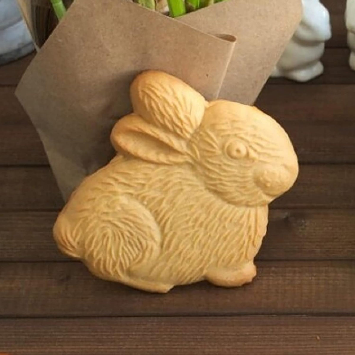 Wooden Cookie Biscuit Mold, 3D Baking Mold, Embossing Craft Decorating Baking Tool, Suitable for Halloween Thanksgiving Christmas Kitchen DIY (Rabbit 10 * 10 * 2)