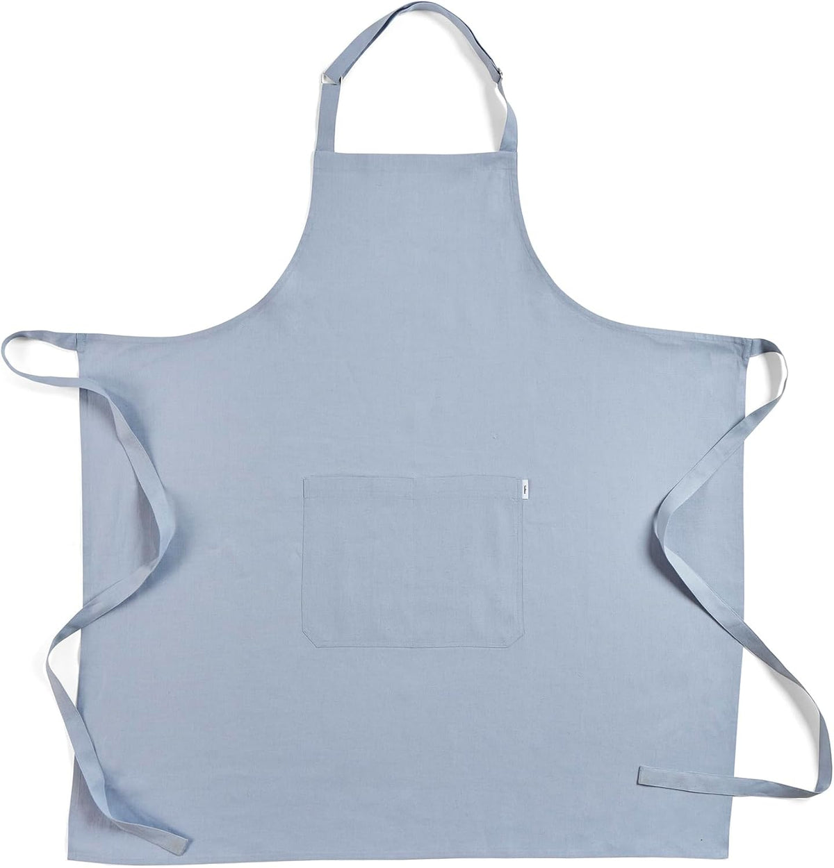 Solino Home 100% Pure Linen Apron for Women & Men - Dusty Blue Stripe Full Midi Bib Apron, Adjustable Neck Strap with Center Pockets for Kitchen, Chef - Handcrafted from European Flax
